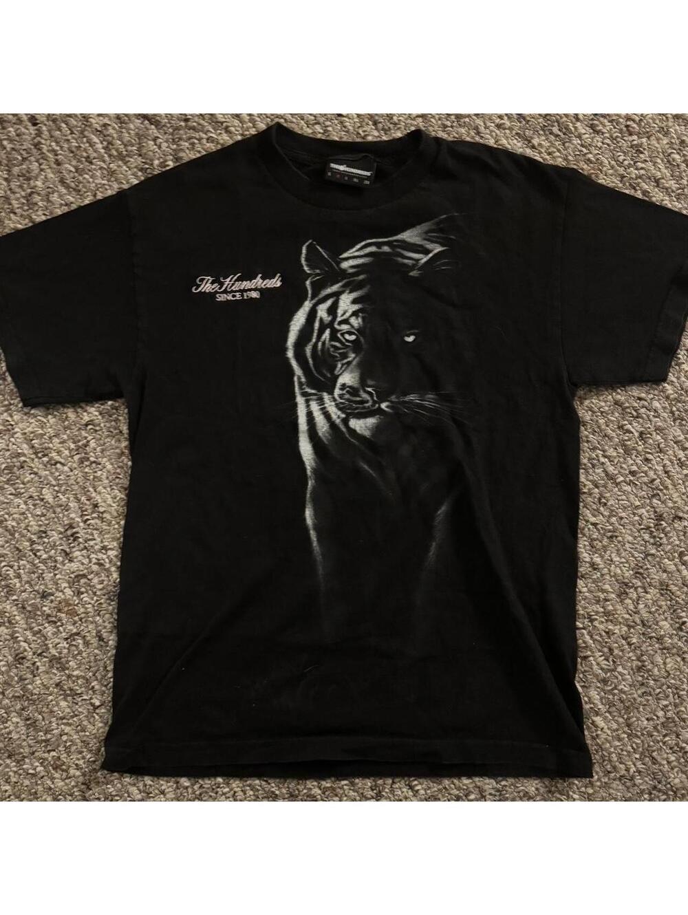 Vintage The Hundreds Lion Graphic T-Shirt Black Size Medium